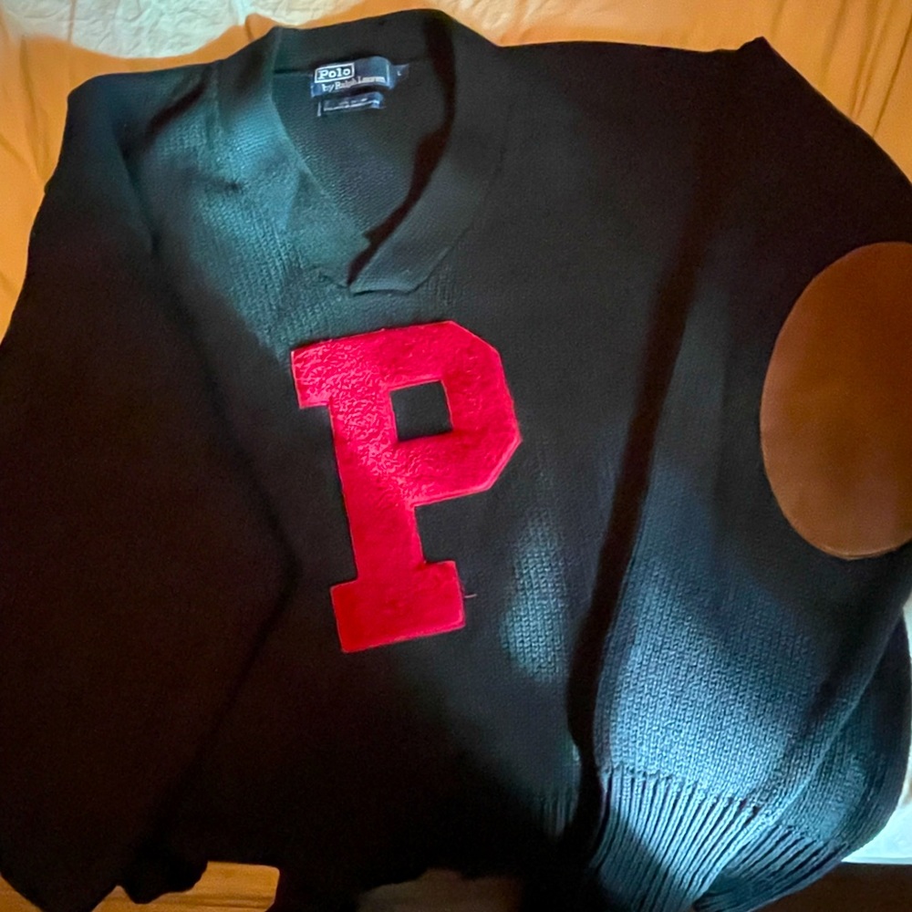 Vintage polo varsity P knit sweater.